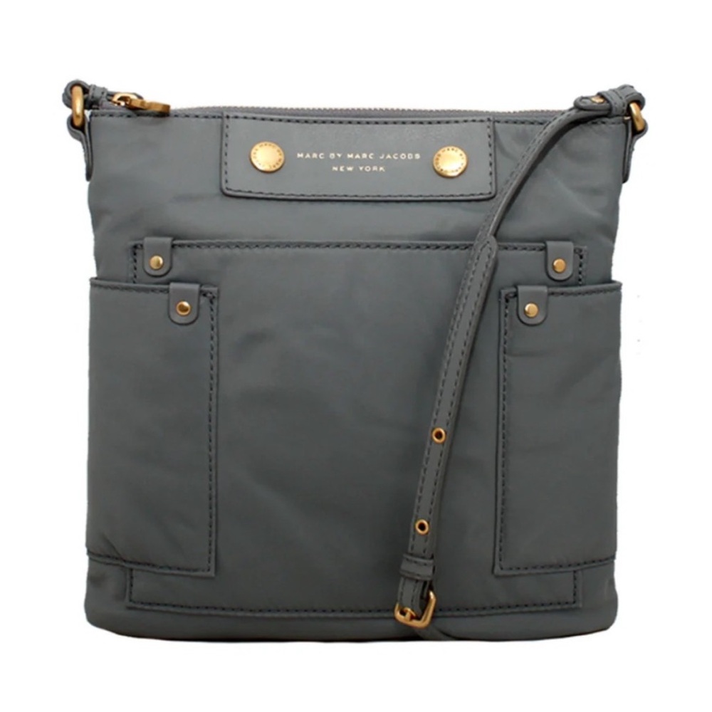 MARC BY MARC JACOBS Preppy Nylon Sia Crossbody Bag Gray Gold